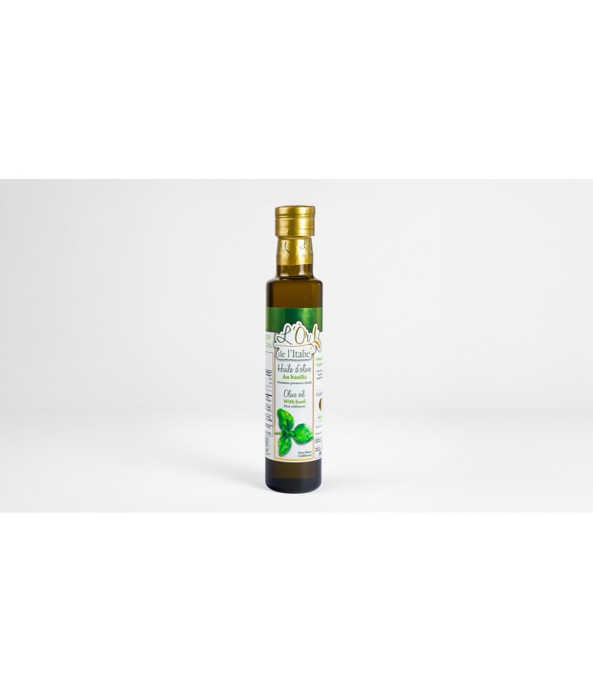 Huile d'olive extra vierge au basilic 250 ml