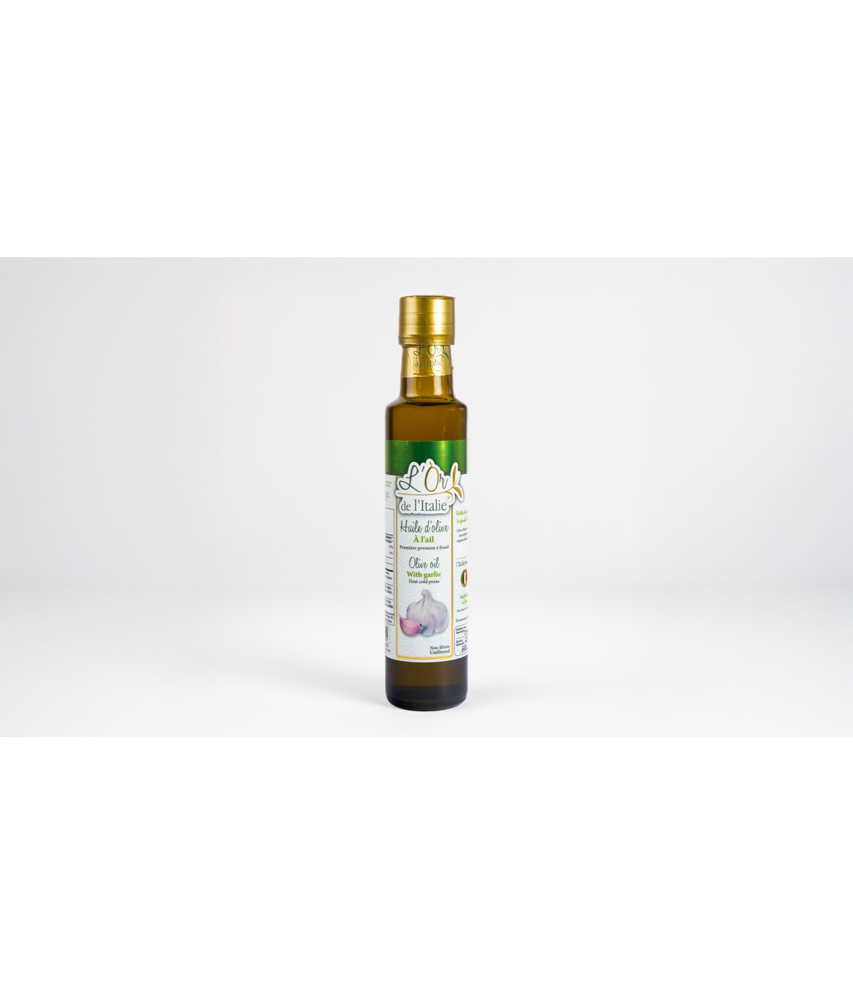 Huile d'olive pressée avec de l'ail fraiche 250 ml