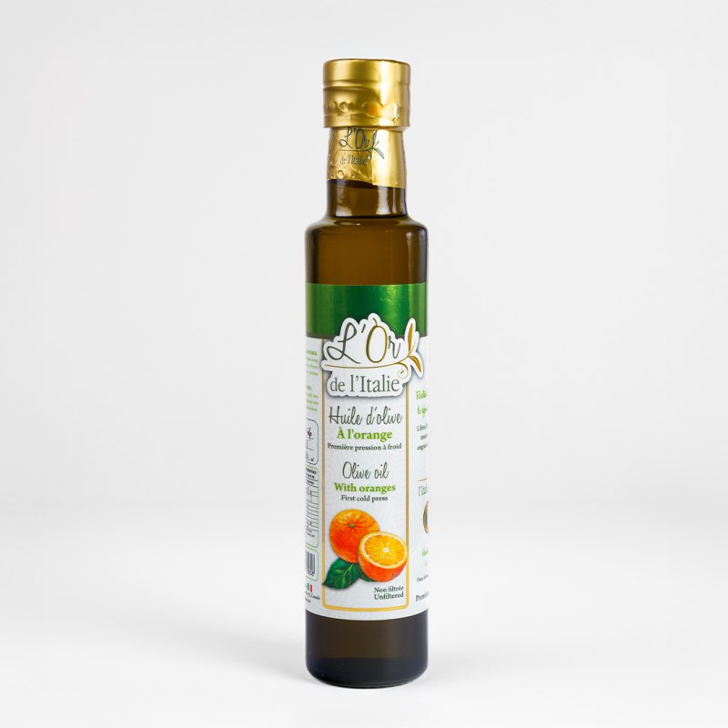 Huile D'olive pressé avec des oranges fraîches